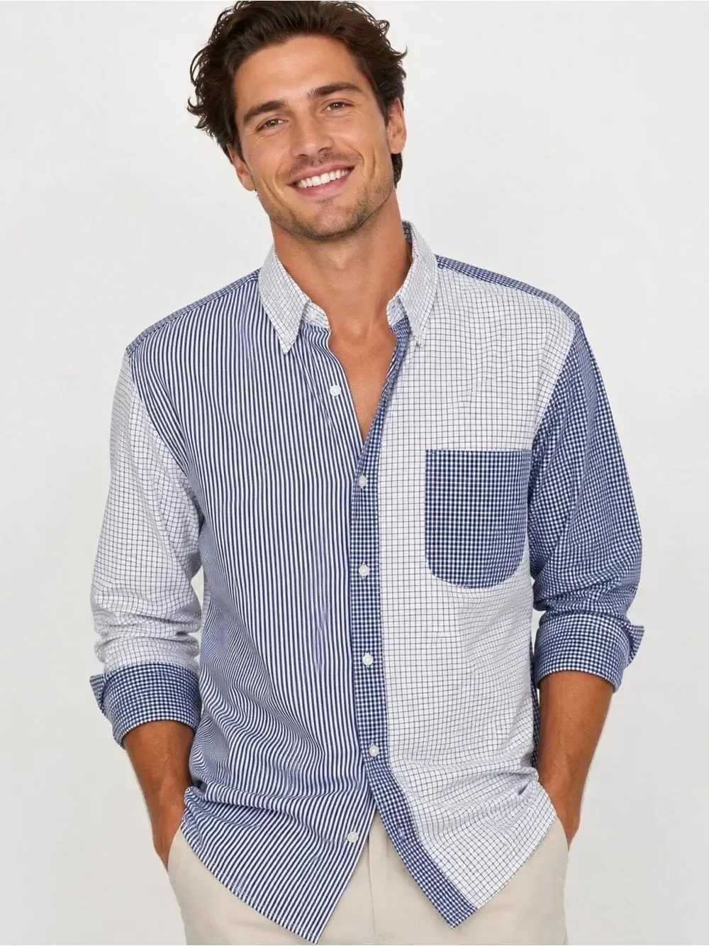 NWT J. Crew Secret Wash Stripe & Gingham Button-Down Slim Fit Organic Shirt